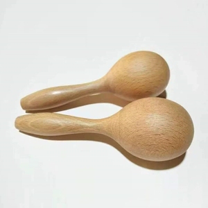 Maracas en bois de hêtre naturel brut, instrument de percussion Orff pour enfants, jouet musical sensoriel précoce - Product Image 3