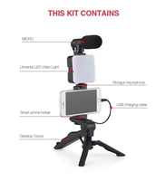 Kit LED per Vlogging con Logo/Confezione Personalizzabili: Luce Video con Microfono e Treppiede per Smartphone, YouTube, TikTok e Streaming Live