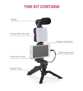 <span class=keywords><strong>Logo</strong></span>/emballage personnalisés disponibles : Kit de vlogging LED avec lumière vidéo, microphone et trépied pour smartphone, YouTube, <span class=keywords><strong>TikTok</strong></span>, diffusion en direct - Product Image 2