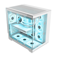 AntarcChill OEM White Pc Gaming Case ATX MATX ITX Mid Tower Computer Cases Chassis Pc Case with Tempered Glass Side Panel