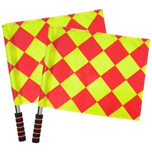 ธงผู้ตัดสินฟุตบอล รักบี้ ลายตารางหมากรุก 2 ชิ้น พิมพ์ลายดิจิตอลรักษ์โลก โพลีเอสเตอร์ รูปทรงสี่เหลี่ยมผืนผ้า พร้อมเสาอะลูมิเนียมและฐานโฟม - Product Image 3