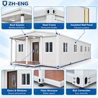 Grande maison modulaire extensible avec panneaux sandwich en acier pour villa familiale, atelier, entrepôt, bureau de chantier (20 pieds)