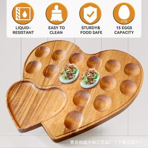 Bandeja de madera para huevos, tabla de cortar con múltiples compartimentos, para cocina, fiestas, almacenamiento de alimentos, preservación de la frescura, diseño moderno - Product Image 4