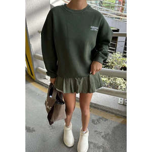 Sudadera con Capucha Color Caqui para Mujer, Talla XS, Material de Seda con Diseño de Letras, para Otoño/Invierno, Alta Calidad - Product Image 2