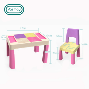 Ensemble table et chaises multifonctionnel en plastique pour enfants, compatible avec les blocs de construction de taille <span class=keywords><strong>Lego</strong></span>, pour usage en maternelle - Product Image 2