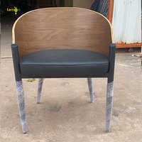 Chaises de bureau en noyer plaqué bois massif, avec coussin en cuir noir, chaises de chambre et d'hôtel