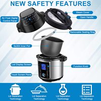 Cuisinière électrique multifonction et friteuse à air avec double couvercle, fonction mijoteuse, écran tactile numérique, capacité 6L, 18 programmes GTAP06-A