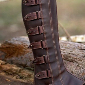 Botas Medievales de Cuero con Cordones y Hebilla, Estilo Steampunk Vintage, para Senderismo, para Hombres y Mujeres, Larp Knight - Product Image 1