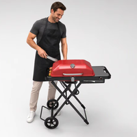 Barbecue portable d'extérieur avec plaque de cuisson, design pliable en fer réglable, sécurité flamme, style coréen