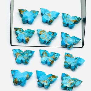 Perles de sculpture en forme de papillon turquoise en cuivre naturel 14x10mm pour la fabrication de bijoux - Product Image 4