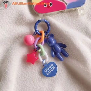 クリエイティブかわいいクマカラフルキーホルダー女性女の子ファッションイヤホン保護ケースペンダントバッグ装飾アクセサリー - Product Image 5