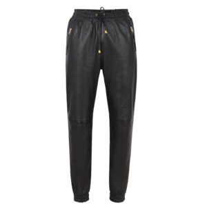 Pantalon pour femme en cuir Nappa noir vintage 100% véritable, finition effet vieilli, quincaillerie YKK, marque privée OEM, style motard Heritage - Product Image 1