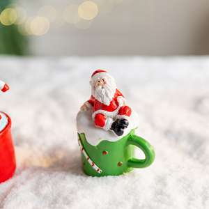 Resin Christmas Mug Figurine Set Santa Claus Snowman <b>Hand</b> Painted Tabletop Decor Novelty Holiday <b>Ornament</b> Cup Decoration - Product Image 5