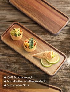 Acacia gỗ phục vụ khay với màu đen kim loại đứng 3 tầng cupcake đứng bằng gỗ thực phẩm hiển thị platters món tráng miệng bảng hiển thị thiết lập - Product Image 6