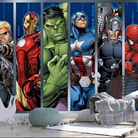 Papier peint mural auto-adhésif imperméable Marvel Avengers Super-héros, style bande dessinée, décoration murale pour chambre d'enfant, salle de jeux