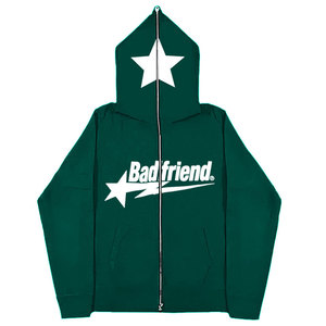<b>Brown</b> Zip Up Hoodie <b>Men</b> Oversized Fleece Sweatshirt Unisex Long Sleeve Hooded Jacket Autumn Streetwear - Product Image 3