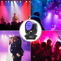 Projecteur de scène LED 19x15W DMX RGBW 4-en-1 avec zoom, stroboscope, faisceau et wash, tête mobile à CRI élevé 90 pour DJ, bar, discothèque, club