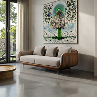 Canapé en bois massif en noyer noir, style italien haut de gamme, moderne et minimaliste, ensemble de meubles de salon créatif de luxe léger en acier inoxydable