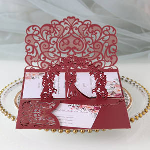 Tarjetas de felicitación 3D de papel perlado cortado a láser, ecológicas y personalizables, para bodas y invitaciones festivas, estilo europeo-americano, en stock, de gran profundidad. - Product Image 6