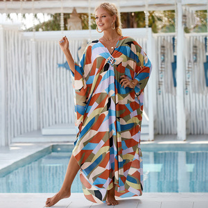 เสื้อคลุมบิกินี่ผ้าฝ้ายสำหรับผู้หญิง <span class=keywords><strong>แห้ง</strong></span>เร็ว เป็นมิตรกับสิ่งแวดล้อม ลายดอกไม้ เหมาะสำหรับแช่น้ำพุร้อนและว่ายน้ำชายหาด ผ้าคลุมไหล่ - Product Image 3