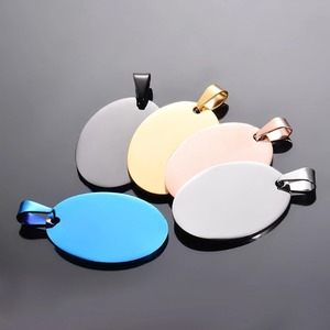 Breloque d'identification pour animaux de compagnie en acier inoxydable de forme ovale, 5 couleurs |   Pendentif gravable vierge pour collier de chien ou de chat |   Bijoux en gros - Product Image 6