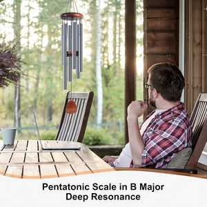 กระดิ่งลมอลูมิเนียมสีฟ้าเทาขนาด37นิ้วสำหรับใช้ในสวนของขวัญงานดนตรีคลาสสิกการตกแต่งในร่มและกลางแจ้ง - Product Image 5