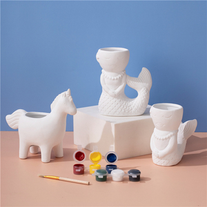 Nuovo arrivo cute lion bear ceramic art and craft kids edicational diy drawing painting kit toys - Product Image 5