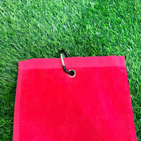 Serviette de sport de golf teintée sur mesure avec logo, serviettes de sport de gym 100 % coton, serviette de golf pliée en trois avec mousqueton et logo brodé