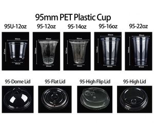 แก้วพลาสติกใส PET สำหรับบรรจุอาหาร ราคาประหยัด รีไซเคิลได้ พร้อมฝาปิด รับทำโลโก้ ขายส่ง แก้วกาแฟเย็นพลาสติก - Product Image 4