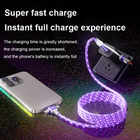 Câble lumineux USB Micro 8 broches 3-en-2 à charge rapide avec LED et flux lumineux pour téléphones mobiles iPhone et autres téléphones portables