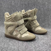 Stivali Corti Donna con Tacco Invisibile Nuova Collezione Autunno/Inverno 2026 in Pelle Scamosciata con Chiusura a Strappo, Scarpe Sportive Casual Alte - Stile Europeo