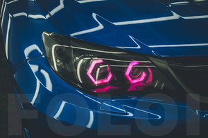 ไฟหน้าแบบปรับปรุงใหม่ ขนาด 90 มม. LED RGBW Angel Eye Hex Light DRL Halo Ring ควบคุมผ่านแอป BT - Product Image 3