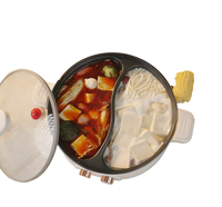 Casserole électrique 2-en-1 de grande capacité 5L avec couvercle en verre trempé |   Appareil de cuisine commercial multifonctionnel