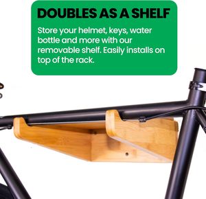 <span class=keywords><strong>Soporte</strong></span> de Pared para <span class=keywords><strong>Bicicleta</strong></span>, <span class=keywords><strong>Soporte</strong></span> de Bambú para Guardar Bicicletas en Interiores con Estante Extraíble - Product Image 5