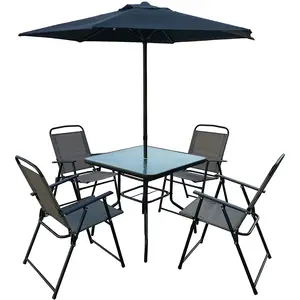 High Quality Outdoor Table Chair With Umbrella Wholesale And Custom Garden Park Courtyard Patio Umbrellas Chairs Tables Sets