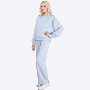 Ensemble de vêtements personnalisés pour femmes, couleur unie, décontracté, col rond, pull, <span class=keywords><strong>pantalon</strong></span> de survêtement, ensemble de costume 2 pièces - Product Image 4