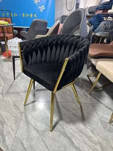 <span class=keywords><strong>Wingback</strong></span> Kleine Ruimte Meubels Ivoor Vrije Tijd Fluwelen Eetkamerstoelen Met Metalen Voet - Product Image 3