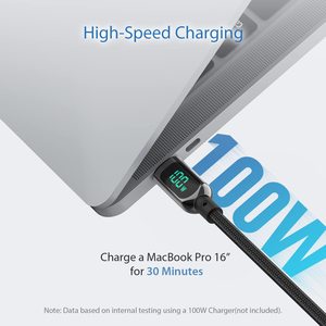 สายชาร์จเร็วแบบ USB C to USB C 100W PD พร้อมจอแสดงผล <span class=keywords><strong>LED</strong></span> สำหรับ MacBook Laptop ขายส่ง - Product Image 2