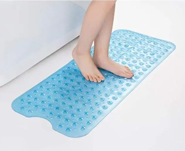 40x16 Inches Washable Anti Slip Shower Floor Bathroom Bath Tub Mat Bathtub Clear PVC Bath Mat With Suction Cups