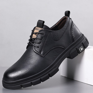 Zapatos Oxford de cuero dividido para hombre, con punta redonda, cordones, suela de goma, entresuela de EVA, para todas las estaciones, informales. - Product Image 1