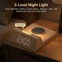 Lampu Tidur LED Modern Pintar Nirkabel dengan Pengisian Daya USB, Kontrol Sentuh, Ramah Lingkungan untuk Kamar Tidur dengan Jam Alarm Ganda