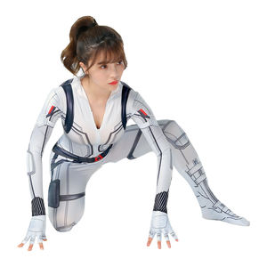 ชุดจั๊มสูทแนบเนื้อสำหรับผู้หญิงชุดบอดี้สูทเซ็กซี่สำหรับวันฮาโลวีนชุดหมีนาตาชาชุดแม่ม่ายสีดำสีขาวตามสั่ง - Product Image 4