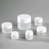 Pot de crème pour le visage en verre givré 10G 20G 30G 50G 70G 100G avec couvercle blanc, noir, argenté ou doré