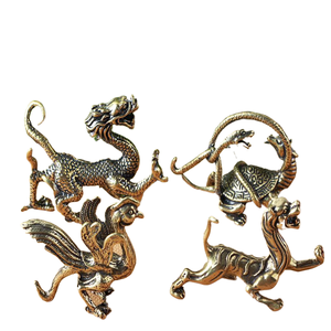 Adornos de latón de las cuatro bestias divinas KI Tengqiao: Dragón Azul, Tigre Blanco, Pájaro Vermilion y Tortuga Negra, artesanía de bronce cuadrada - Product Image 1