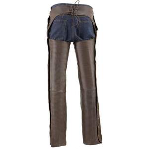 Chaps de moto rétro en cuir marron pour homme 2025 ML1191RT, doublure thermique, 4 poches, qualité supérieure, pour course automobile - Product Image 2