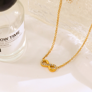 <span class=keywords><strong>Collier</strong></span> en acier inoxydable tendance, zircon, plaqué or 18 carats, pendentif symbole <span class=keywords><strong>infini</strong></span>, colliers pour femmes, accessoires quotidiens - Product Image 2