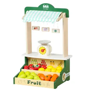 有趣的水果市场支架玩具木制游戏屋游戏木制角色扮演假装水果教育厨房支架套装儿童玩具