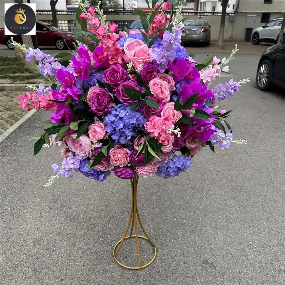 EV Nouvelles décorations de mariage de luxe 60cm Fleurs de fuchsia Centres de table de table