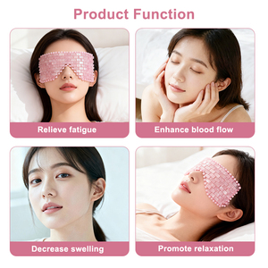 Set de 3 en 1 de Máscara de Ojos de Cuarzo Rosa al por Mayor, Masajeador de Ojos de Piedra Natural de Jade, Rodillo de Jade y Gua Sha para Masaje Facial - Product Image 3