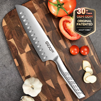 Couteau Santoku allemand en acier inoxydable de 7 pouces, couteau de cuisine avec manche creux